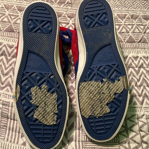 CONVERSE CONS KA-ONE VULC OX SHOES, RED SUEDE/ BLUE/ WHITE - Picture 4 of 11